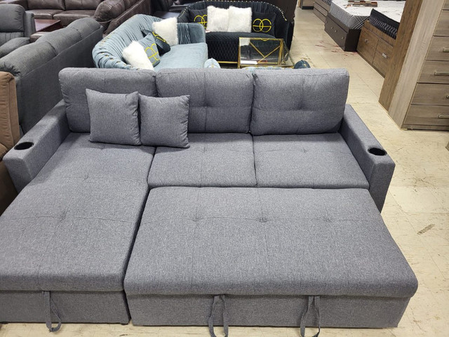 Elegant 4 seater sectional sofa bed pull out with storage n sale in Couches & Futons in Oakville / Halton Region - Image 3