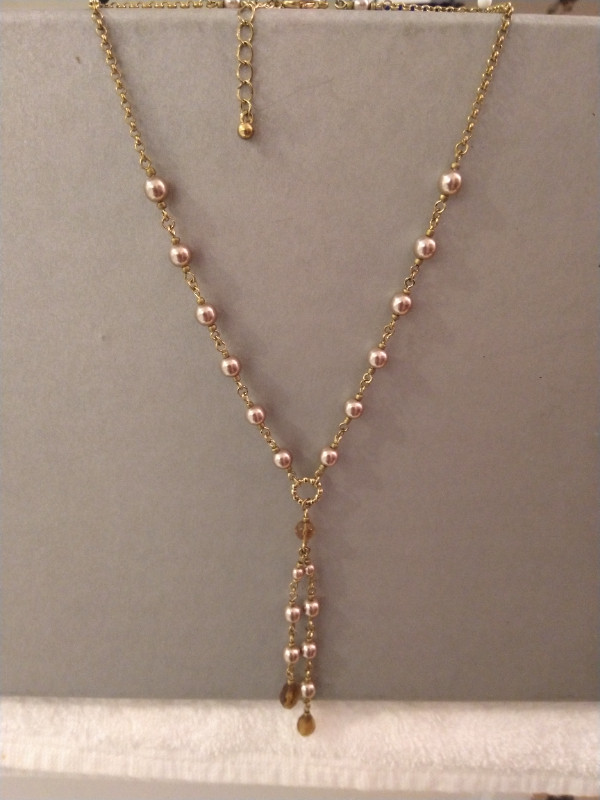 NEW Pearl Y- Neck/Ear Set Gold/SmokedTopaz in Jewellery & Watches in Oakville / Halton Region - Image 4