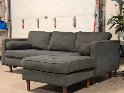 Dark Grey Tufted Sectional Couch, View more