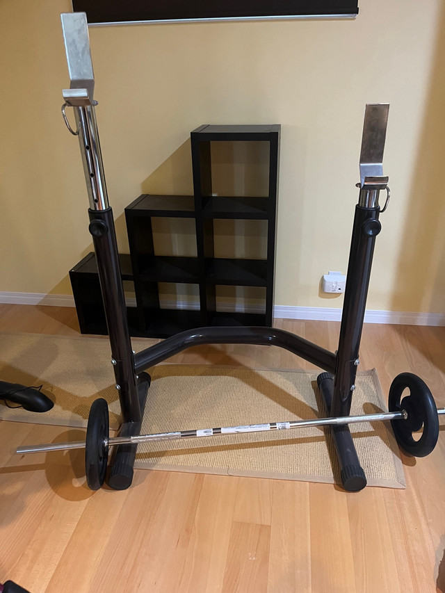 Weight bar and stand in Exercise Equipment in Red Deer