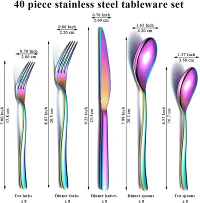 New ReaNea Rainbow Titanium Plating Flatware Set (40 Pieces), View more