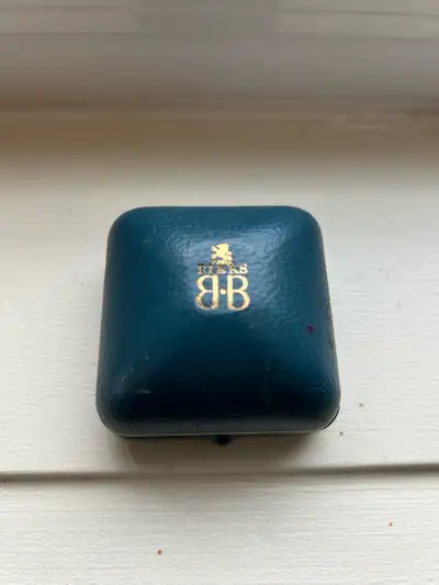Vintage Birks ring box with black velvet lining. Clearly stamped Birks on the inner lining and on to...