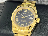 Seiko Gold and Black 39mm Datejust - Roman Numeral - NH35