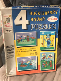 Huckleberry Hound Puzzles Boxed Set 1960 Milton Bradley