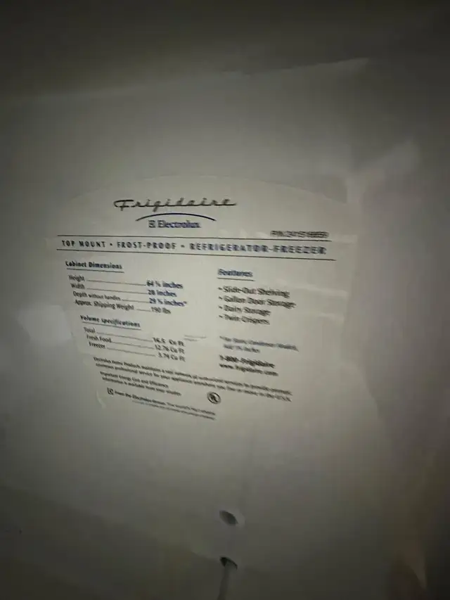 Frigidaire Top - Freezer Refrigerator in Refrigerators in Belleville - Image 6