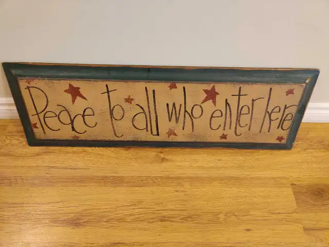 Wall art decor - painted peace message on real wood wall accent in Home Décor & Accents in Ottawa - Image 2