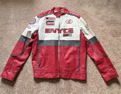 ENYCE VINTAGE 1990'S RACING JACKET RED LEATHER SIZE XL, View more