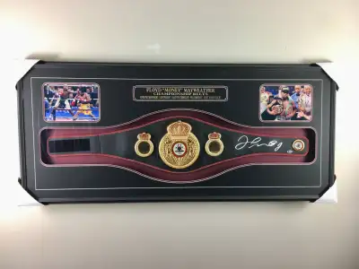 Floyd Mayweather Signed Belt Framed JSA, View more