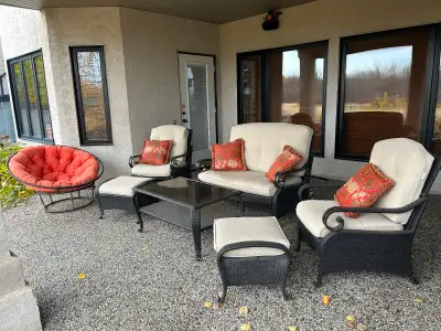 9 piece Patio set with rug and accent pillows, View more