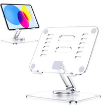 Acrylic Tablet Stand Holder with 360 Rotating Base (Clear)