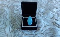 SILVER 925 RING - OVAL CUT TURQUOISE STONE SZ 9 - NEW