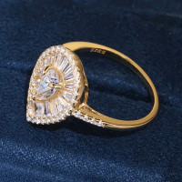 1ct moissanite gold plated 925 silver tear drop ring with GRA