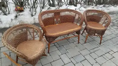 Ensemble de rotin/osier ancien, View more