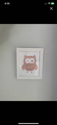 Owl art framed