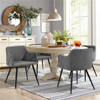 Aldridge frosted Grey Velvet Metal Frame Dining / Accent Chair (
