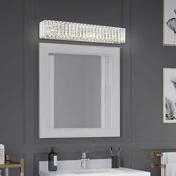 LED Crystal Chrome Vanity Light, 5-Light, Dimmable, 30" Wide, View more