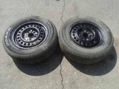 2 RoadX all season tires with steel rims are for sale. Tires are 205/65/15. Rims are 5 holes, 4.5 in...