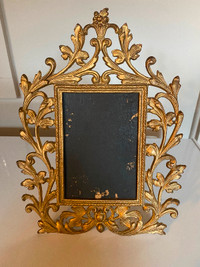 Vintage cast metal copper finish easel picture frame