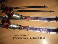 near new skis SALOMON _ 172 cm+ bottes 8-9 men/9-10 US fem+poles