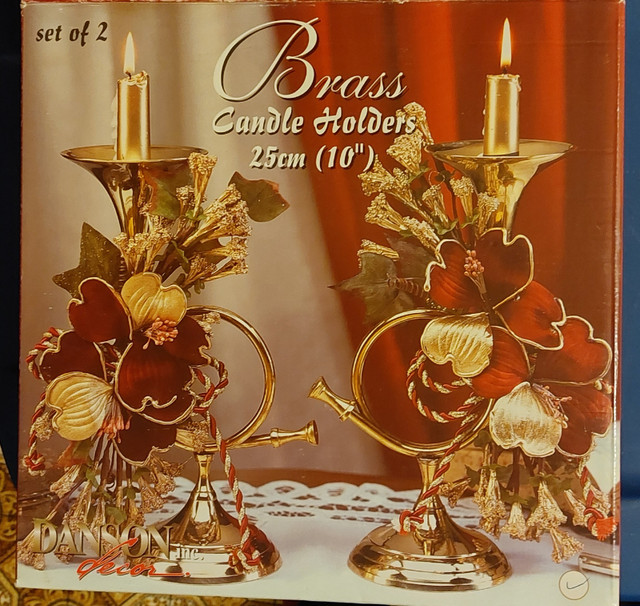 Candle Holders Brass French Horn's 10 inches in Home Décor & Accents in Vernon - Image 4