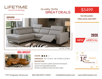 Genuine Top Grain leather Recliner Sectional with Chaise, View more