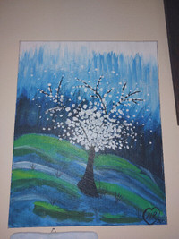 Painting of a tree blooming