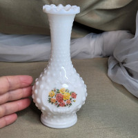 Beautiful  6 1/4" Tall Vintage White Milk Glass Vase - Avon-  Ex