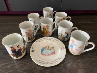 NORMAN ROCKWELL CUPS/P.RABBIT PLATE