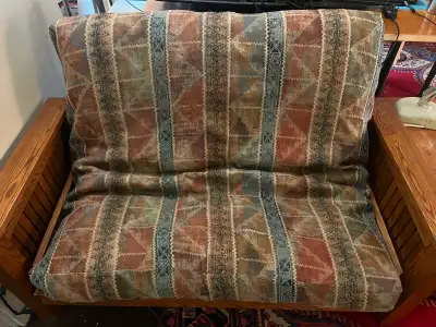 Solid polished wood futon (small: 5'5" wide x 3' deep x 3' tall), View more