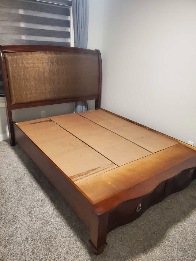 Hardwood Queen Bed Frame in Beds & Mattresses in Calgary