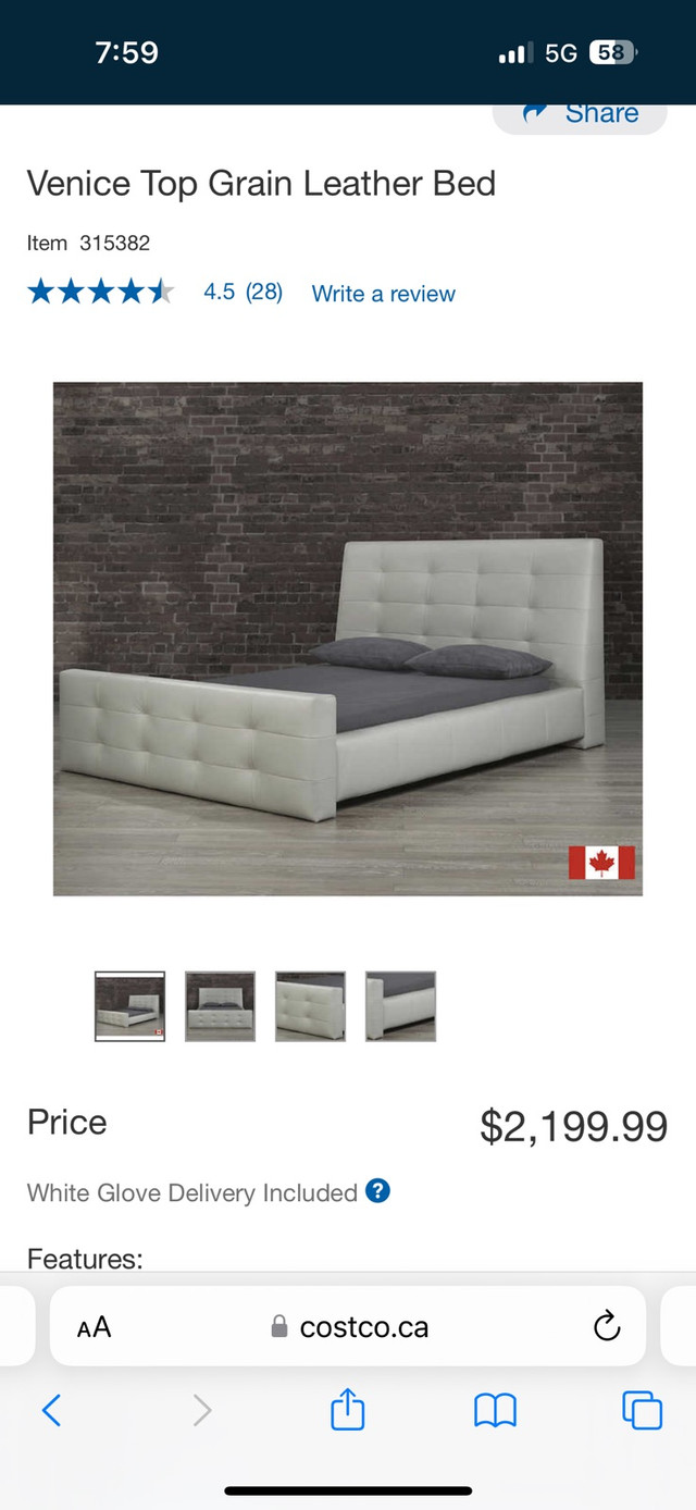 Queen Bed Frame - Canadian Made solid Top Grain Leather in Beds & Mattresses in Oshawa / Durham Region - Image 2