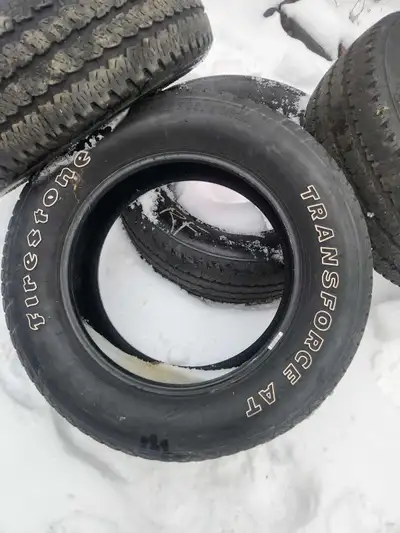 Offering a set of used 285/60R20 Firestone Transforce AT tires, E-rated. Tires have 8/9 32's left. 3...