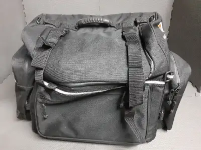 Deux valises pour moto Deemeed en toile avec fermeture éclair imperméable, plusieurs pochettes de ra...