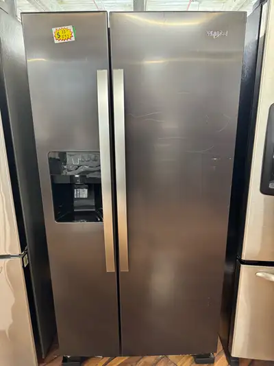  Whirlpool black stainless steel side-by-side fridge freezer, View more