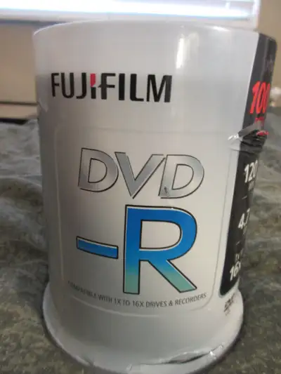 New still in plastic spindle, 100, Fujifilm DVD -R  CDcases, View more