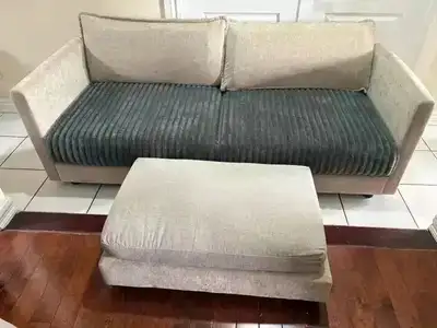 New 3 seater sofa with ottoman , not original seating cushions, View more