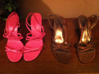 Copper Brown Material Shoes Set Pink Strap Shoe Belt Heel Sandal