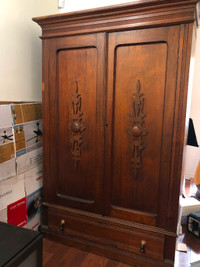 Antique Victorian solid wood armoire