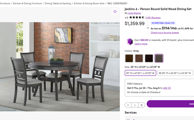 4 - Person Round Solid Wood Dining Set, View more