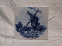 Dutch Hand Painted S.C.V Hunnik Trivet Delft Tile