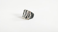 Vintage Zebra Lucite Resin Acrylic Chunky Large Statement Ring
