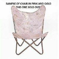 NEW Glam Butterfly Chair – Gold/White Leather chair reg $ 850+tx