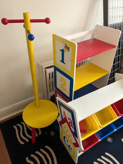 FREE 3 piece kid's furniture - bookcase, storage, clothes tree, View more