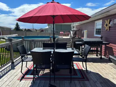 Wicker Outdoor Patio Dining Set Umbrella Included, View more