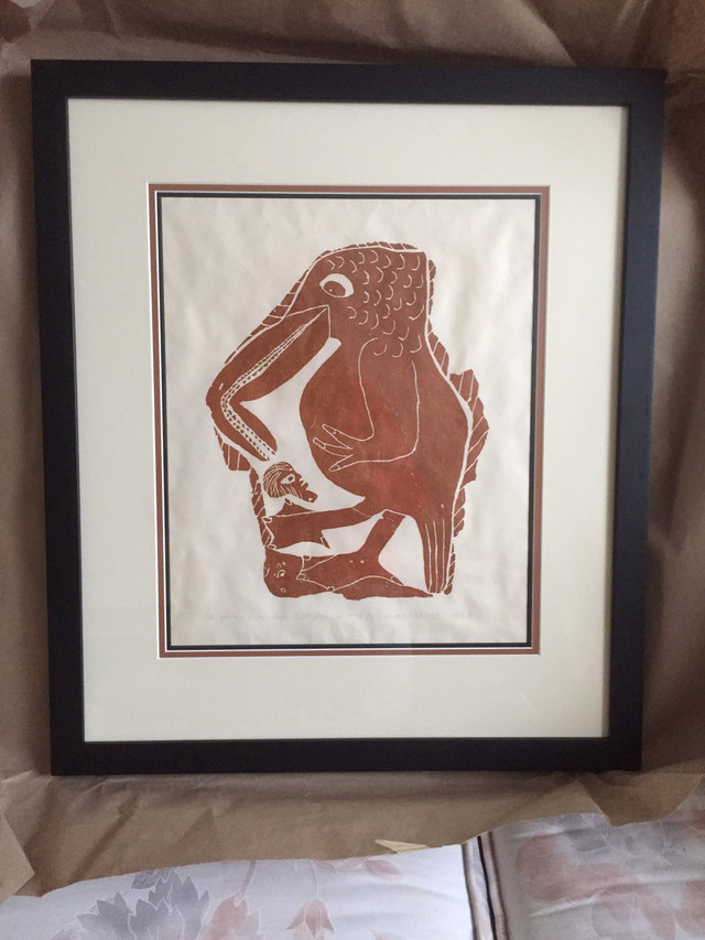 1968 Inuit Stone-cut LE Print 7/30 - Leah Qumaluk in Arts & Collectibles in Markham / York Region