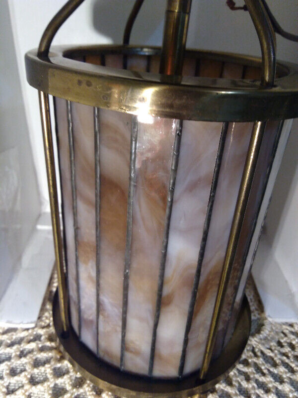 Antique Slag Glass Hanging Fixture Lantern Arts & Craft in Arts & Collectibles in City of Toronto