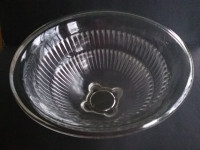 Vintage Clear Ribbed Glass Mixing Bowl (Rolled Rim Hazel Atlas)