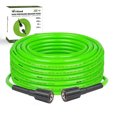 Brand new. 14MM Solid Brass Fitting, Non Marking Power Washer Hose Light Weight Water Hose Kink Free...