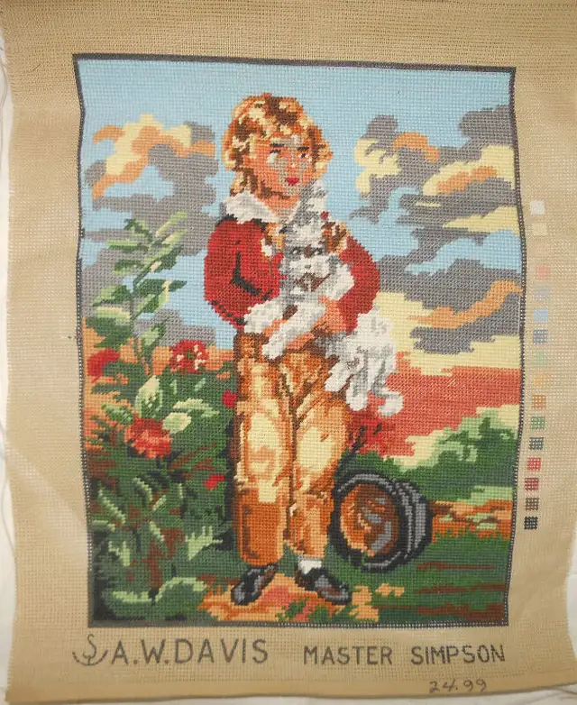 NeedlePoint L'Angelus J.F.Millet & Master Simpson A.W.Davis in Arts & Collectibles in City of Montréal - Image 2