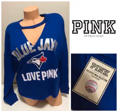 VICTORIA’S SECRET PINK - XS & S - NWT - BLUE JAYS BASEBALL CREW, View more